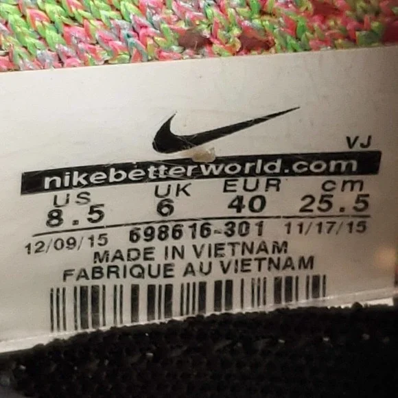 Nike Flyknit Zoom Athletic Running Shoe Womens Size 8.5 698616-301 Pink White - Picture 9 of 9